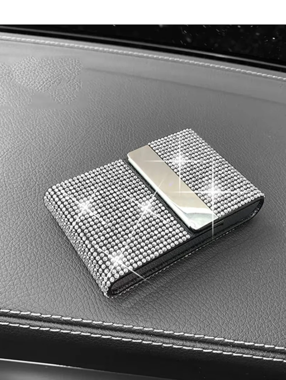Silver Bling Card Holder Wallet Case